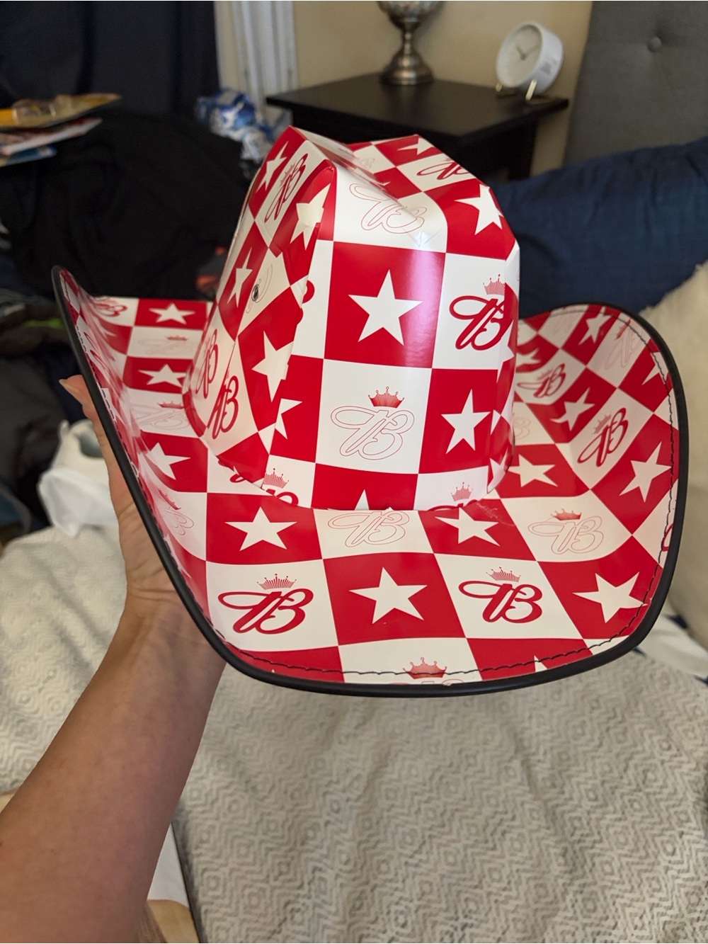 Budweiser Red & White Checkerboard Star Cowboy Hat